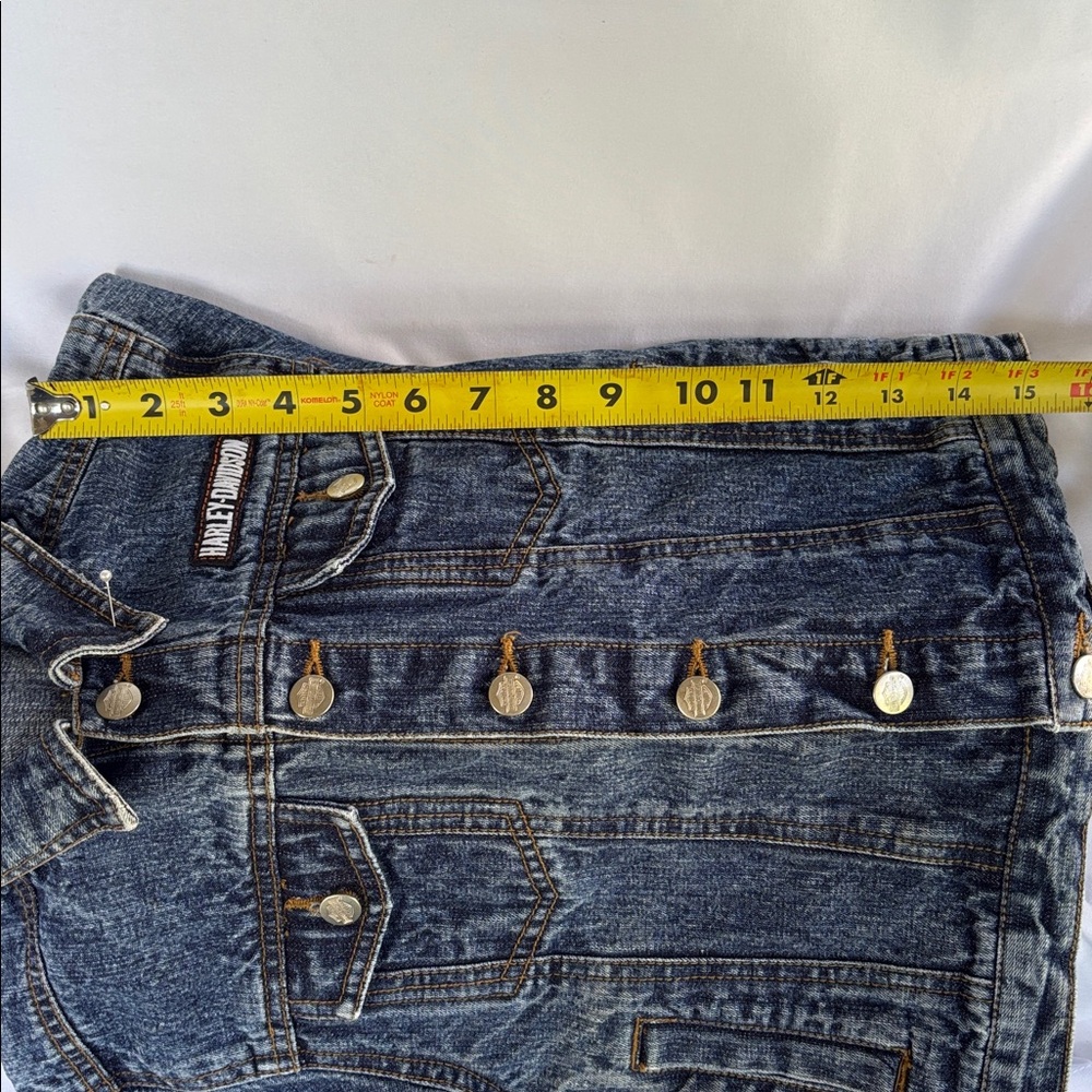 VINTAGE LIKE NEW! HARLEY-DAVIDSON DENIM BLUE JEANS JACKET & HEADWRAP SIZE 4T - Picture 13 of 16